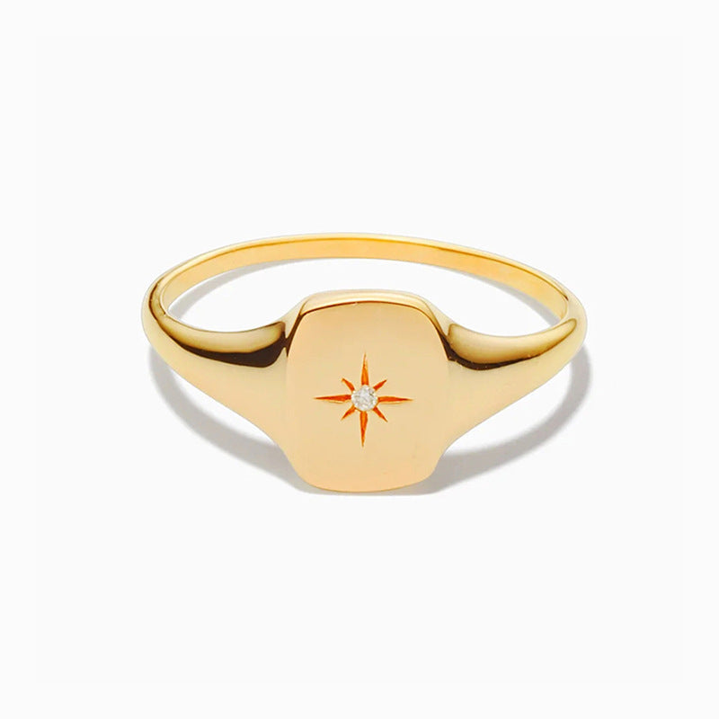 “Starlight Heart” S925 Sterling Silver Eight-Point Star Ring
