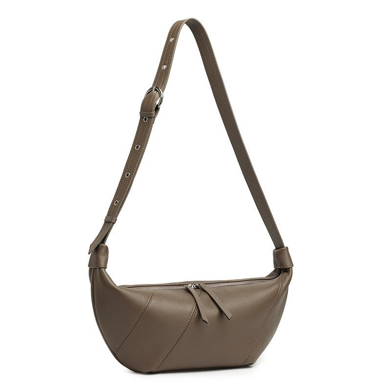 Women's TC Cowhide Soft Dumpling Bag with Adjustable Strap