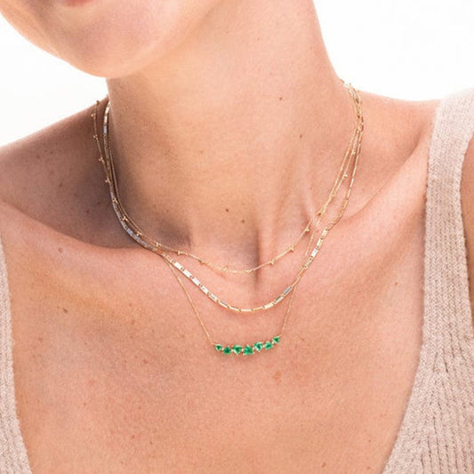 “Prism Pop” S925 Sterling Silver Multicolor Zircon Triangle Necklace