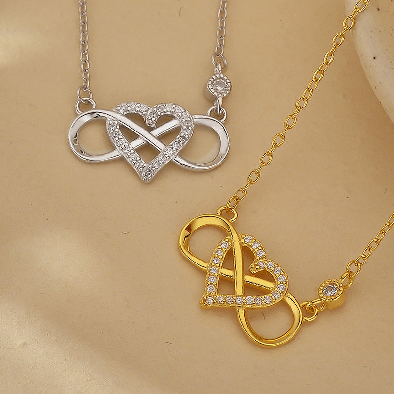 “Geometric Heart” S925 Sterling Silver Zircon Heart Pendant Necklace