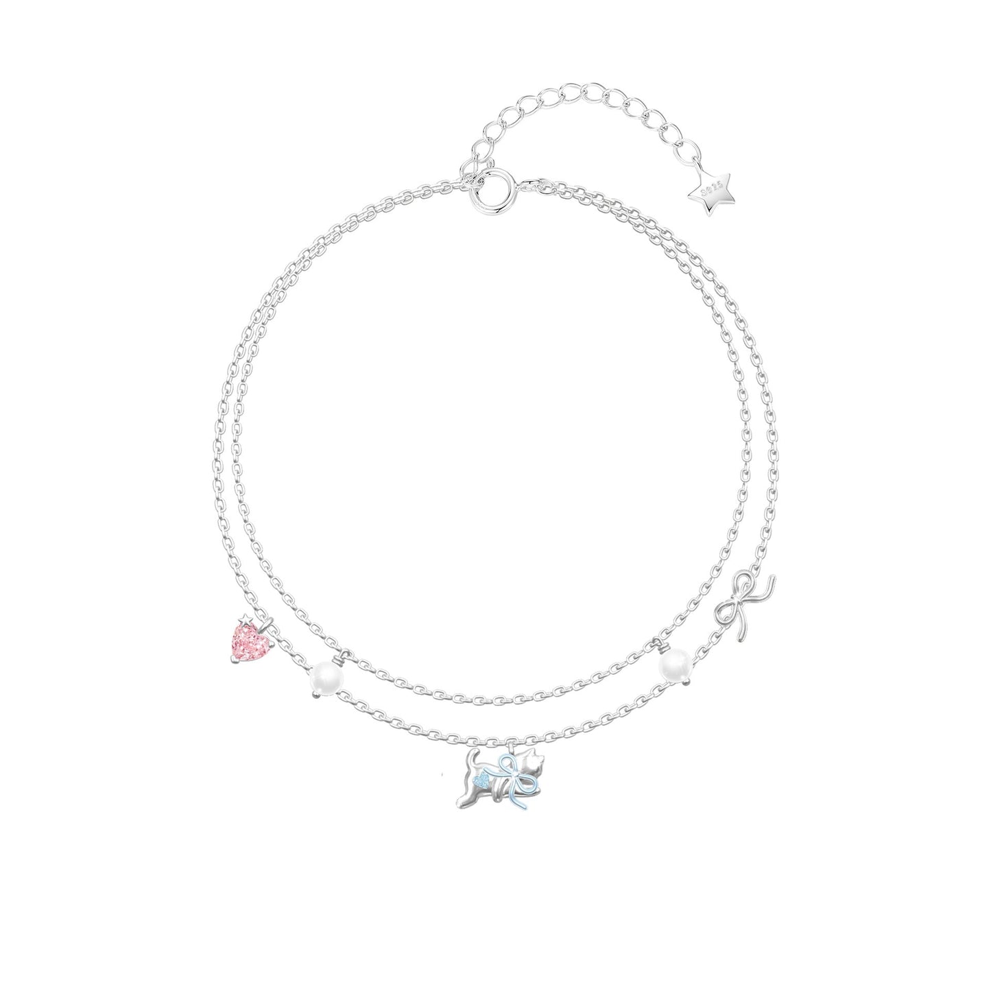 Dreamcatcher Kitty Cat Bow Heart Jewelry Set 925 Sterling Silver
