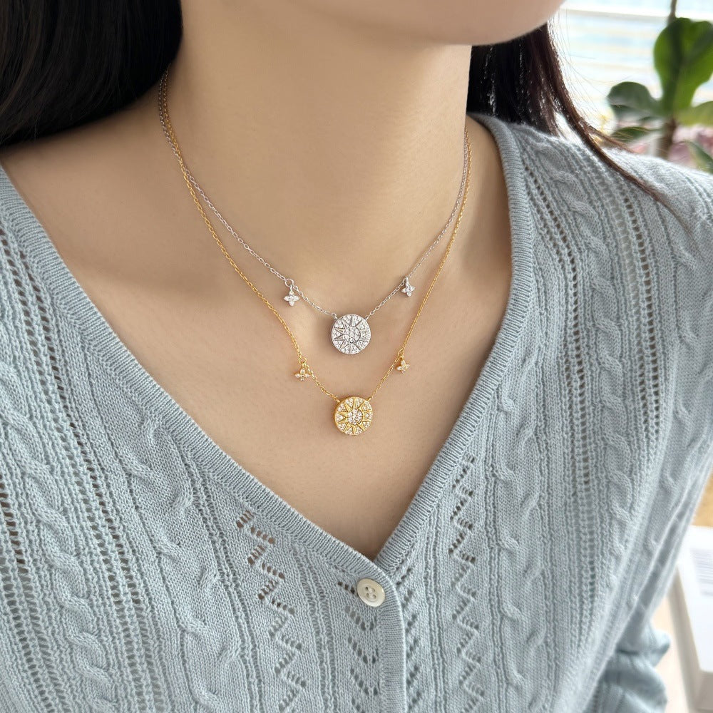 925 Sterling Silver Sun Disc Necklace – Solar Éclat