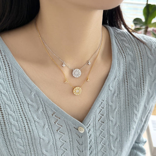 925 Sterling Silver Sun Disc Necklace – Solar Éclat