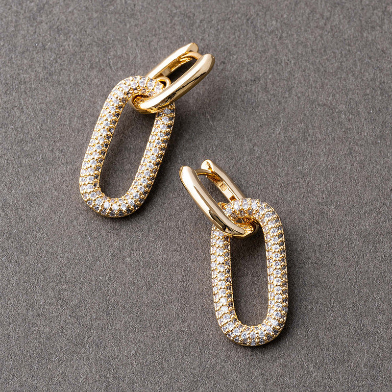 “Double Oval Gleam” S925 Sterling Silver Double-Layer Oval Huggie Hoop Earrings