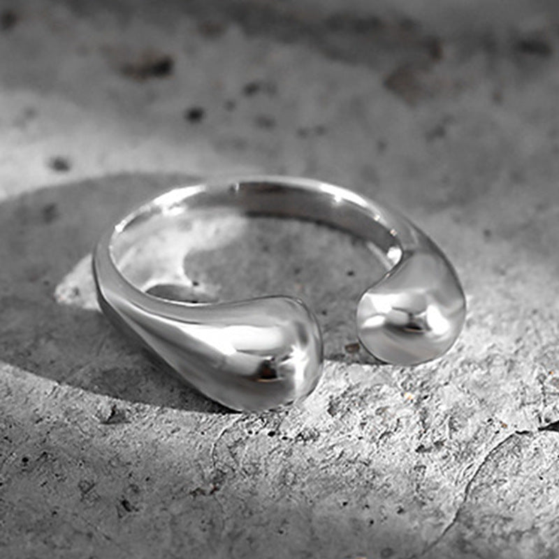 “Modern Contour” S925 Sterling Silver Geometric Open Ring