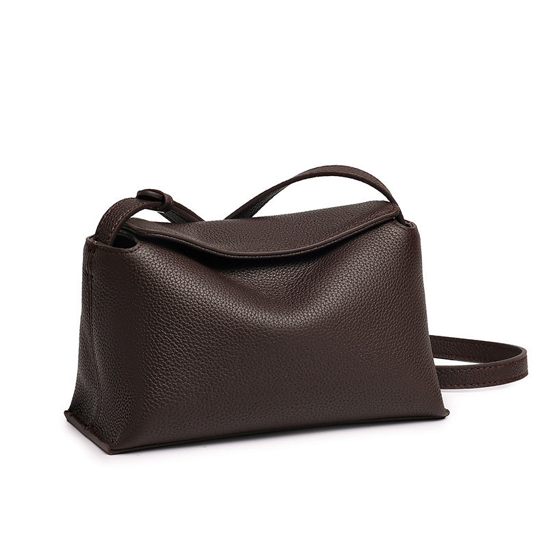 Women's Pebbled Cowhide Flap Crossbody Bag with Hidden Clasp