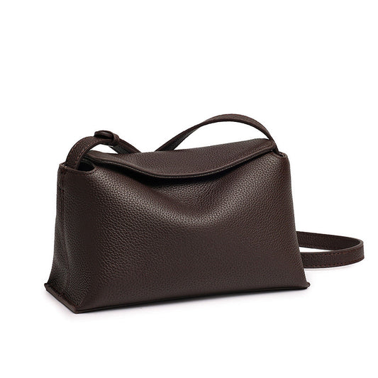 Women's Pebbled Cowhide Flap Crossbody Bag with Hidden Clasp