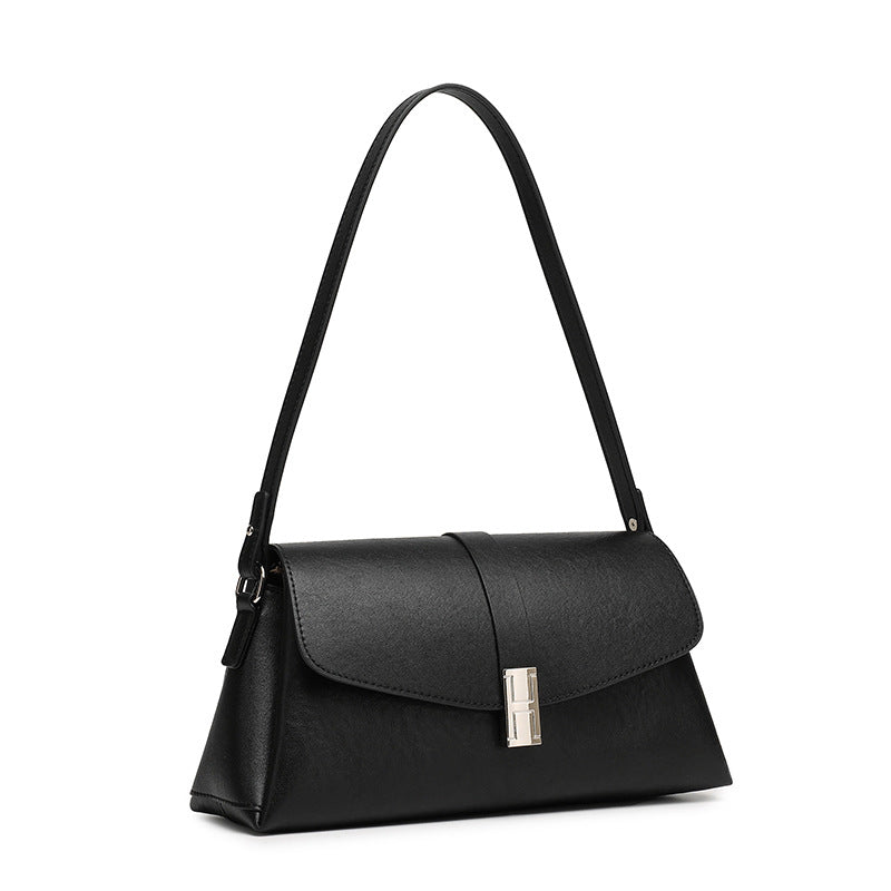 Women's Full-Grain Cowhide H-Buckle Flap Shoulder Bag