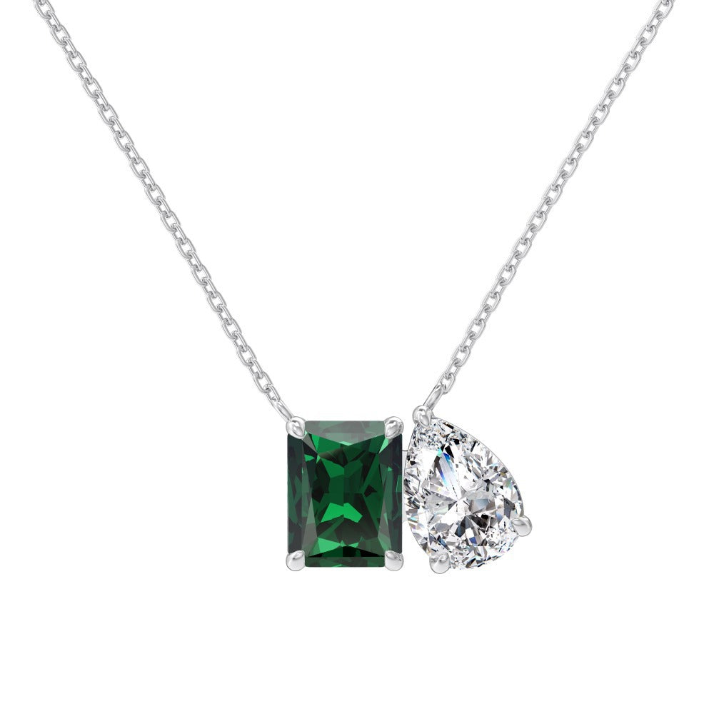 “Emerald Duet” S925 Sterling Silver Double-Stone Jewelry Set
