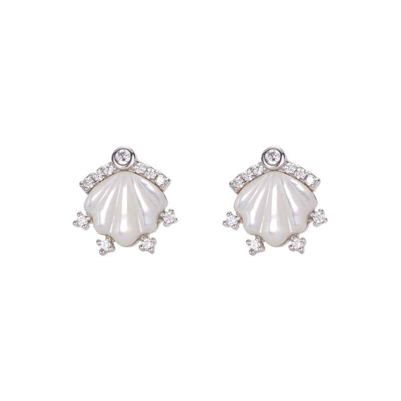 Pearl Tide Mother of Pearl Jewelry Set, S925 Sterling Silver Shell Necklace & Earrings
