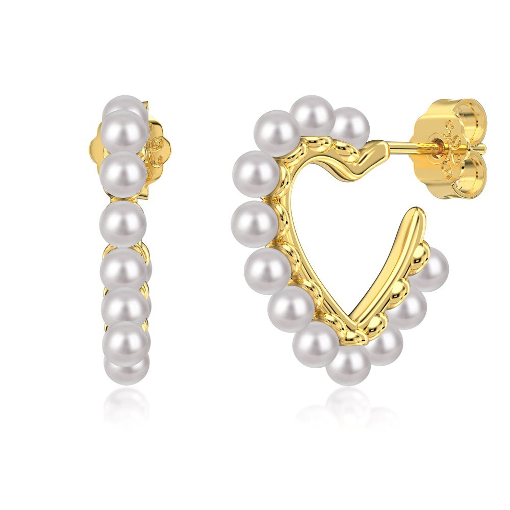 925 Sterling Silver Heart Pearl Stud Earrings – Pearl Devotion