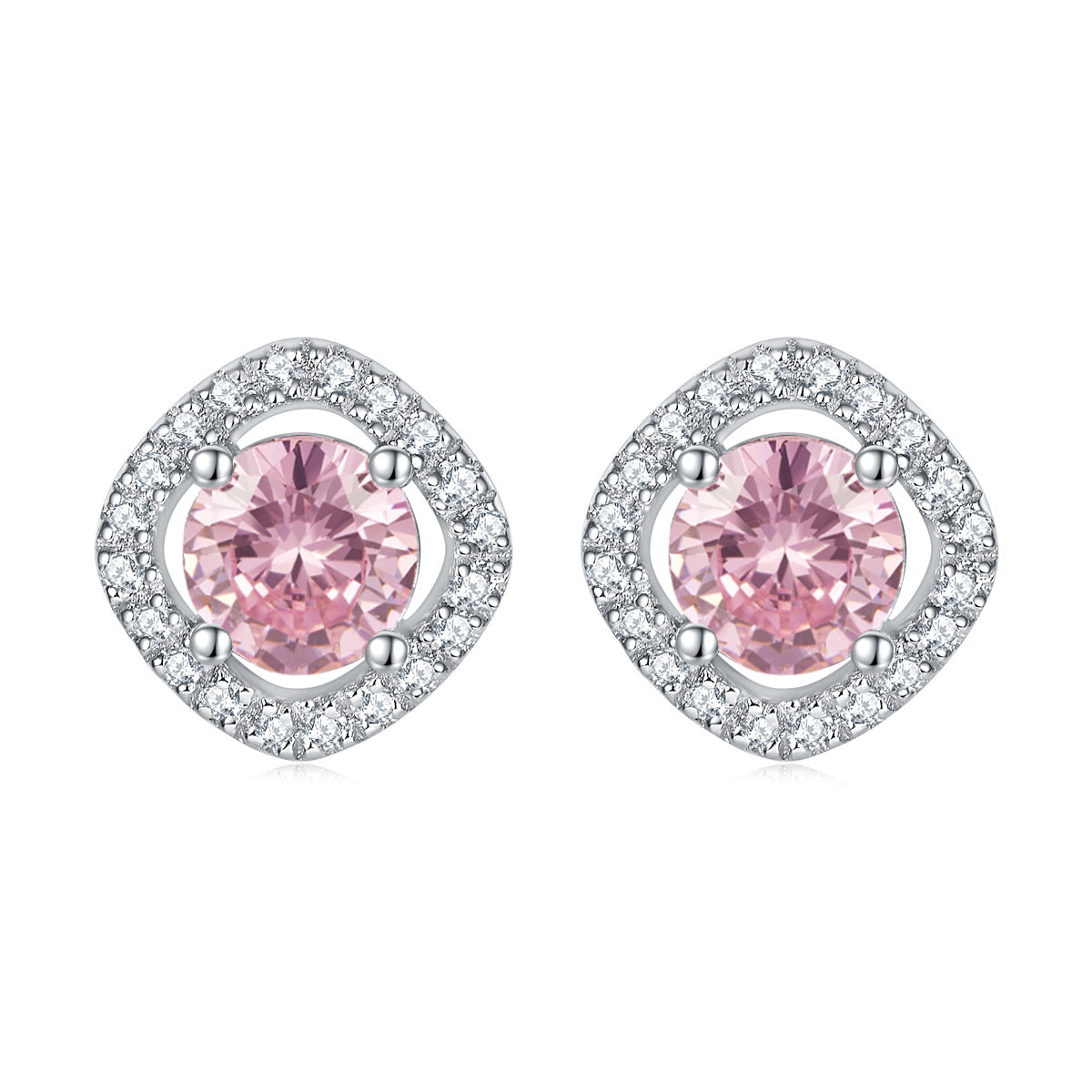 925 Sterling Silver Pink Zircon Jewelry Set – Pink Halo Symphony