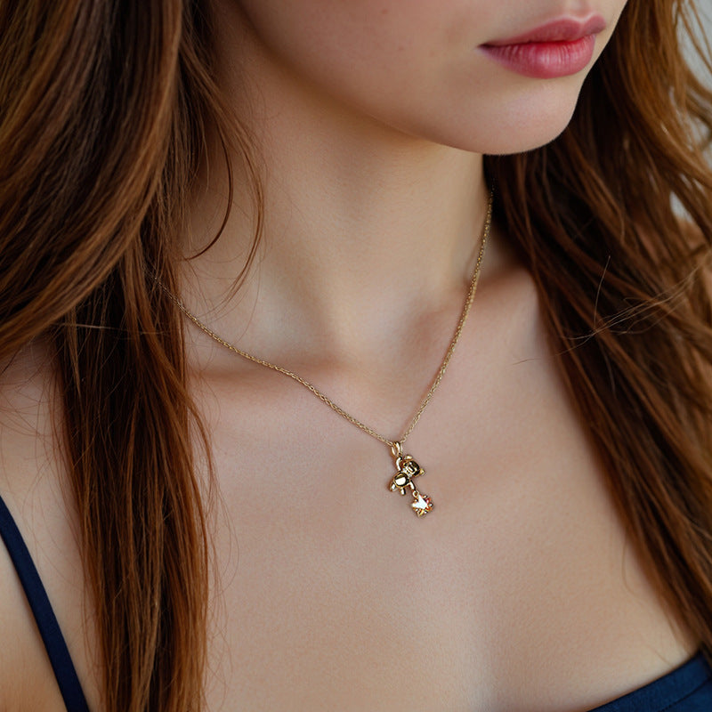“Bear & Star” S925 Sterling Silver Cute Bear Pendant Necklace