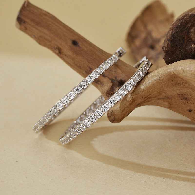 925 Sterling Silver Full-Pavé Large Hoop Earrings – Luxe Halo