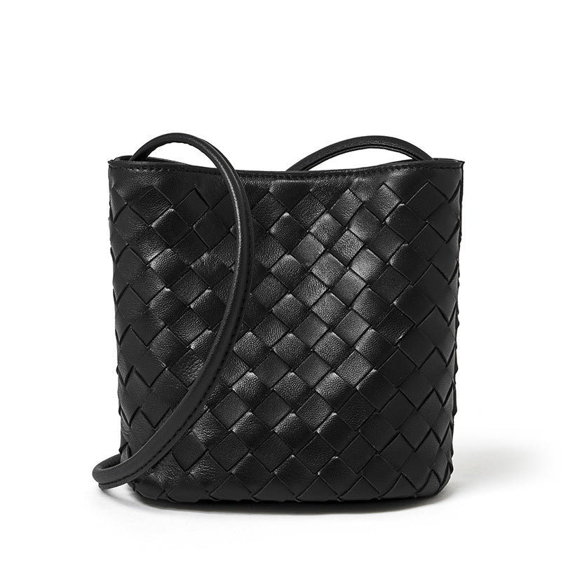 Women's Hand-Woven Sheepskin Bucket Crossbody Bag