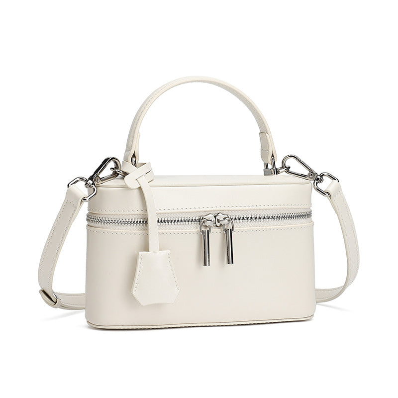 Women's Genuine Leather Square Box Bag with Adjustable Strap
