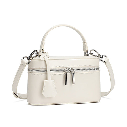 Women's Genuine Leather Square Box Bag with Adjustable Strap