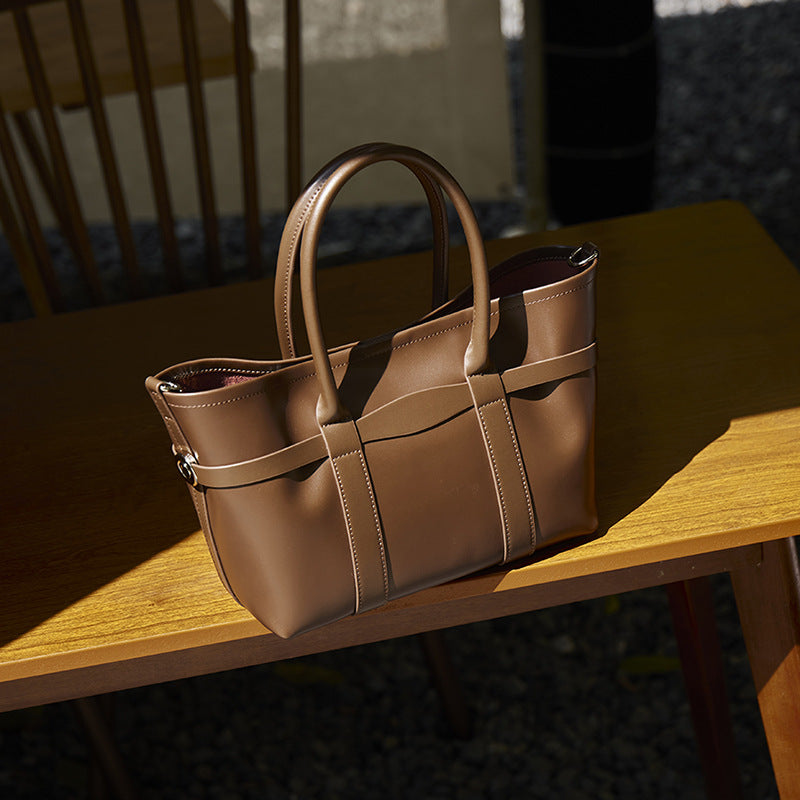Women's Top-Grain Cowhide Convertible Tote with Inner Pouch