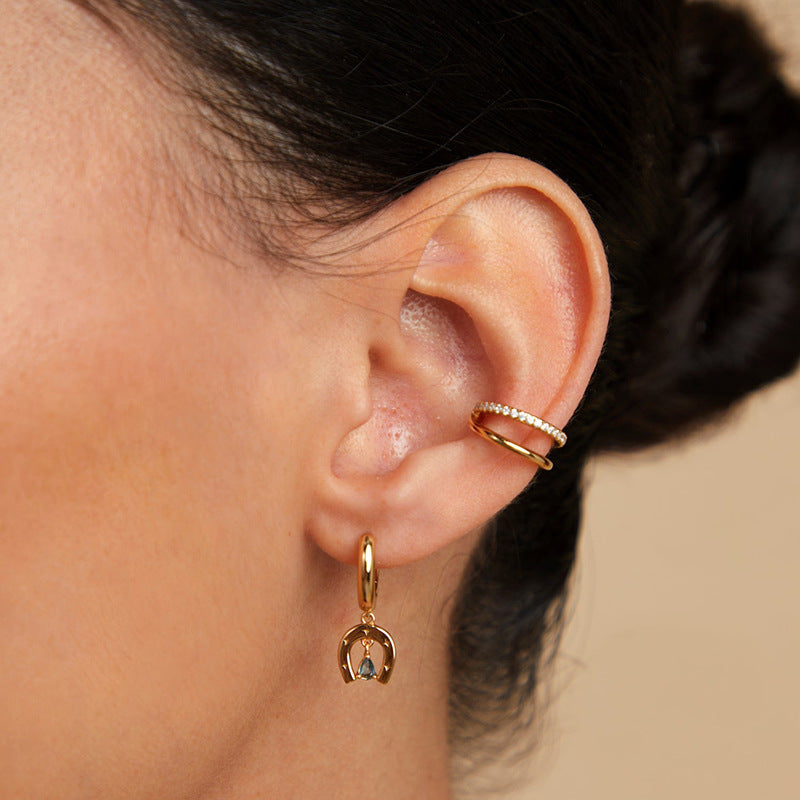 “Lagoon Teardrop” S925 Sterling Silver Blue Zircon Teardrop Huggie Hoop Earrings