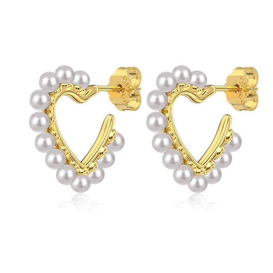 925 Sterling Silver Heart Pearl Stud Earrings – Pearl Devotion