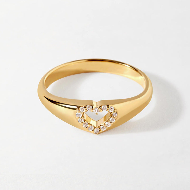 “Heart Within” S925 Sterling Silver Openwork Heart Ring with Sparkle