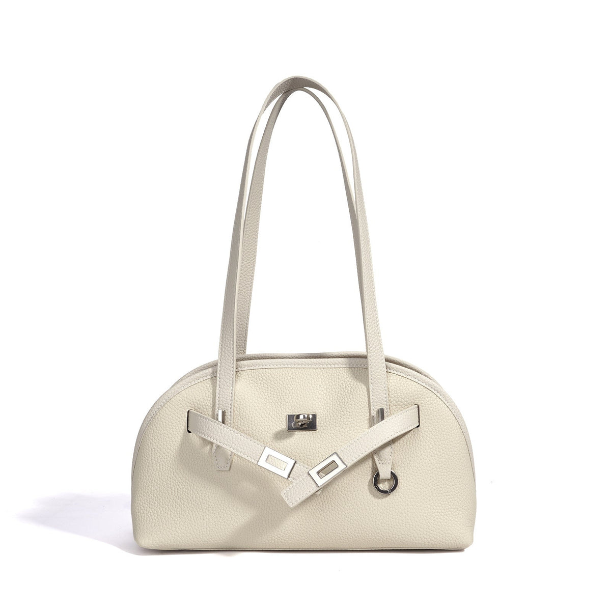 Women's Pebbled Cowhide Half-Moon Tote Bag with Quilted Liner