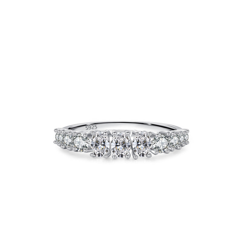 925 Sterling Silver Round Cluster Band Ring