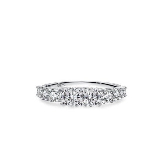 925 Sterling Silver Round Cluster Band Ring
