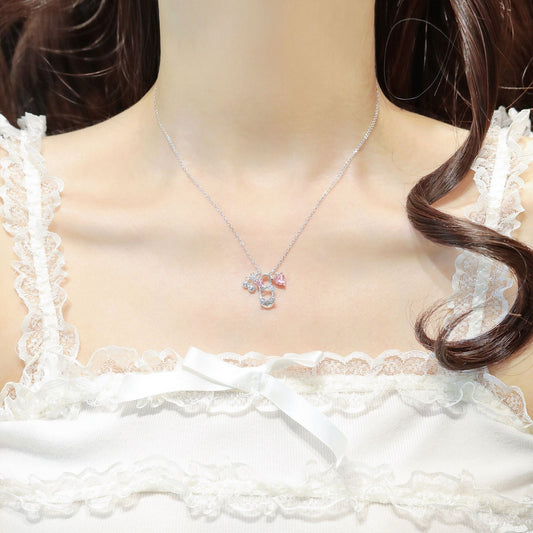 Ballet Whimsy Pink Crystal Ballet Shoe Necklace S925 Sterling Silver