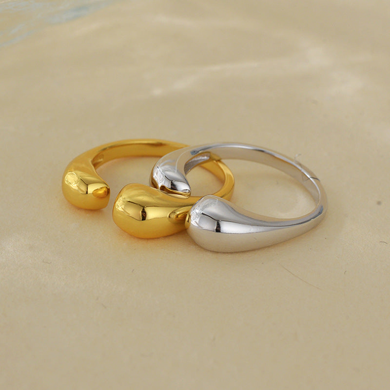 “Modern Contour” S925 Sterling Silver Geometric Open Ring