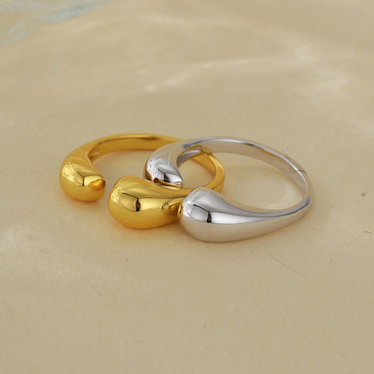 “Modern Contour” S925 Sterling Silver Geometric Open Ring