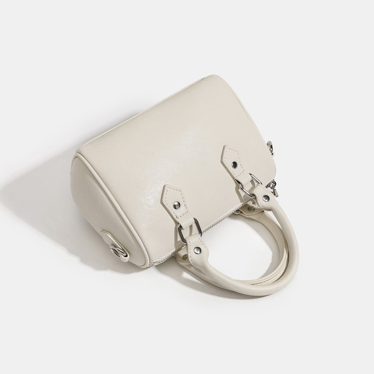 Women's Pebbled Cowhide Boston Barrel Bag with Detachable Strap