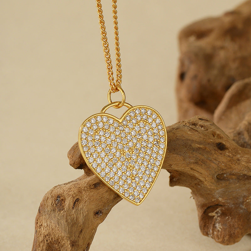 “Full Heart” S925 Sterling Silver Zircon Heart Pendant Necklace