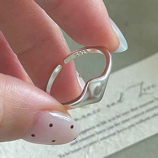 “Fluid Form” S925 Sterling Silver Open Adjustable Irregular Ring