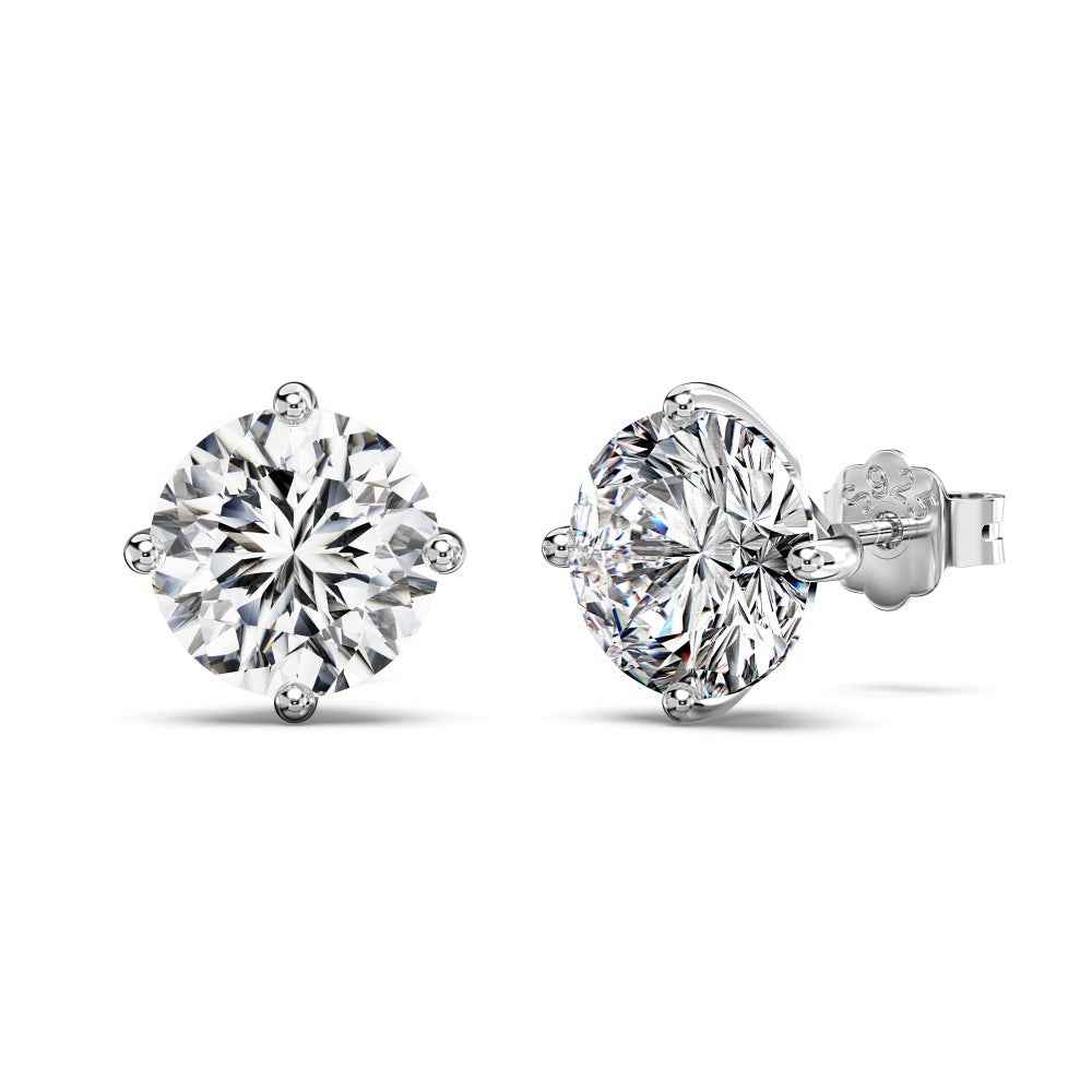 Lumière Classic 8mm Round Zircon Solitaire Stud Earrings in S925 Sterling Silver