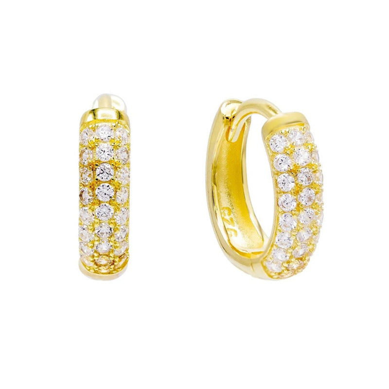 “Circle Stardust” S925 Sterling Silver Full-Pavé Zircon Hoop Earrings