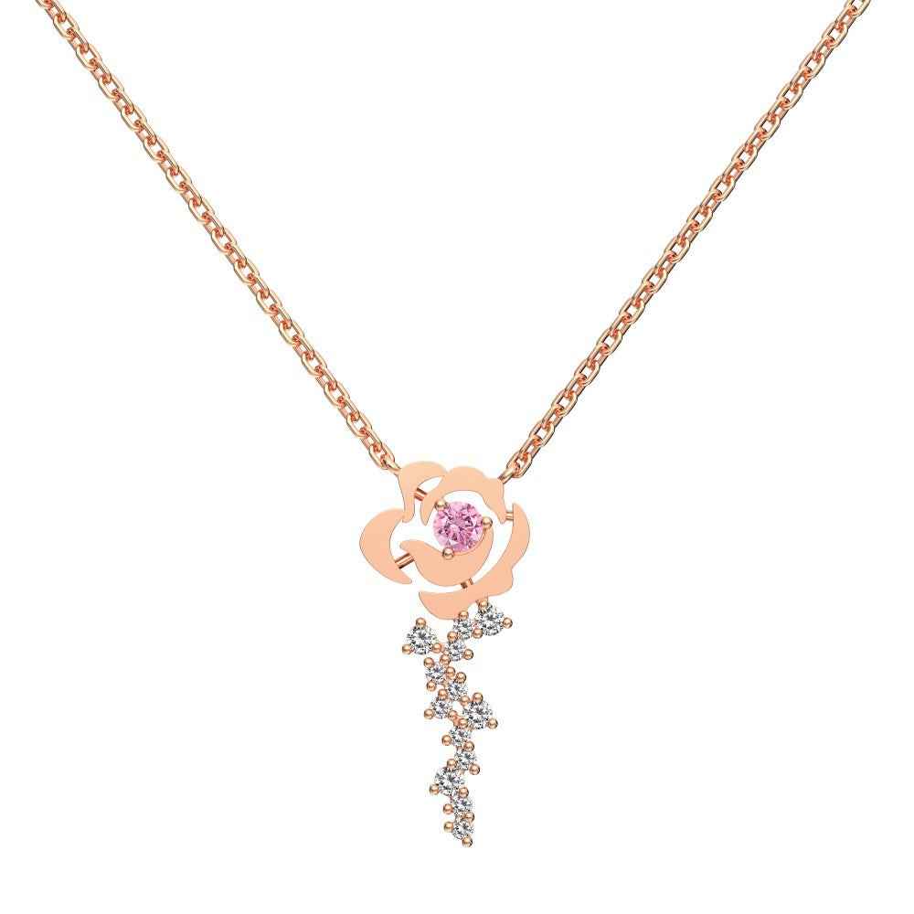 Rosette Éclat S925 Silver Pink Zircon Rose Bloom Pendant Necklace