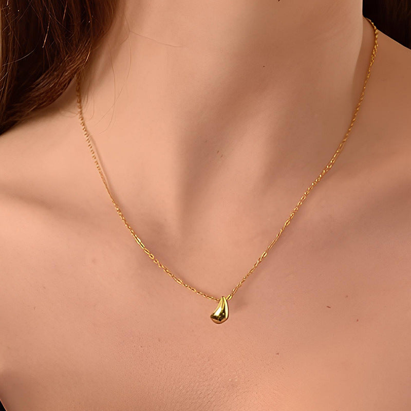 “Teardrop Muse” S925 Sterling Silver Minimalist Teardrop Pendant Necklace