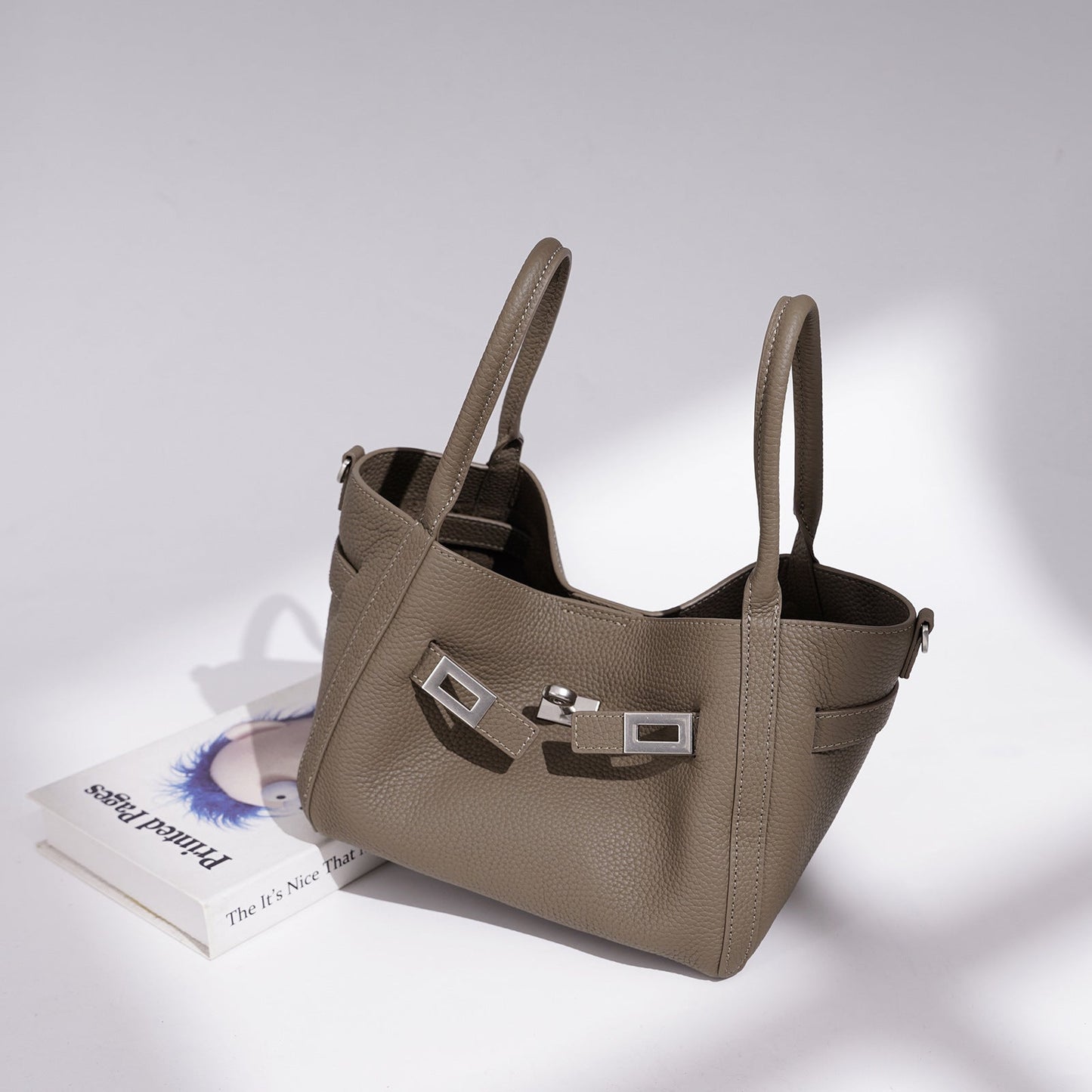 Women's Pebbled Cowhide Mini Bucket Bag with Detachable Pouch