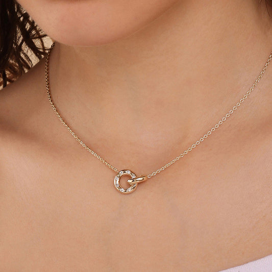 “Eclat Ring” S925 Sterling Silver Stone-Set Circle Necklace