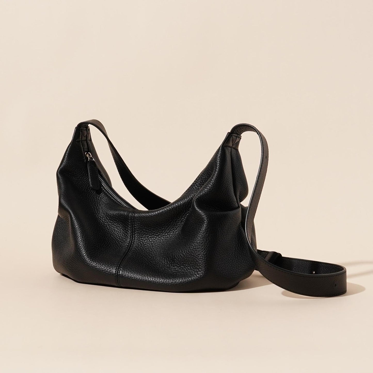 Women's Pebbled Cowhide Slouch Crescent Hobo Bag