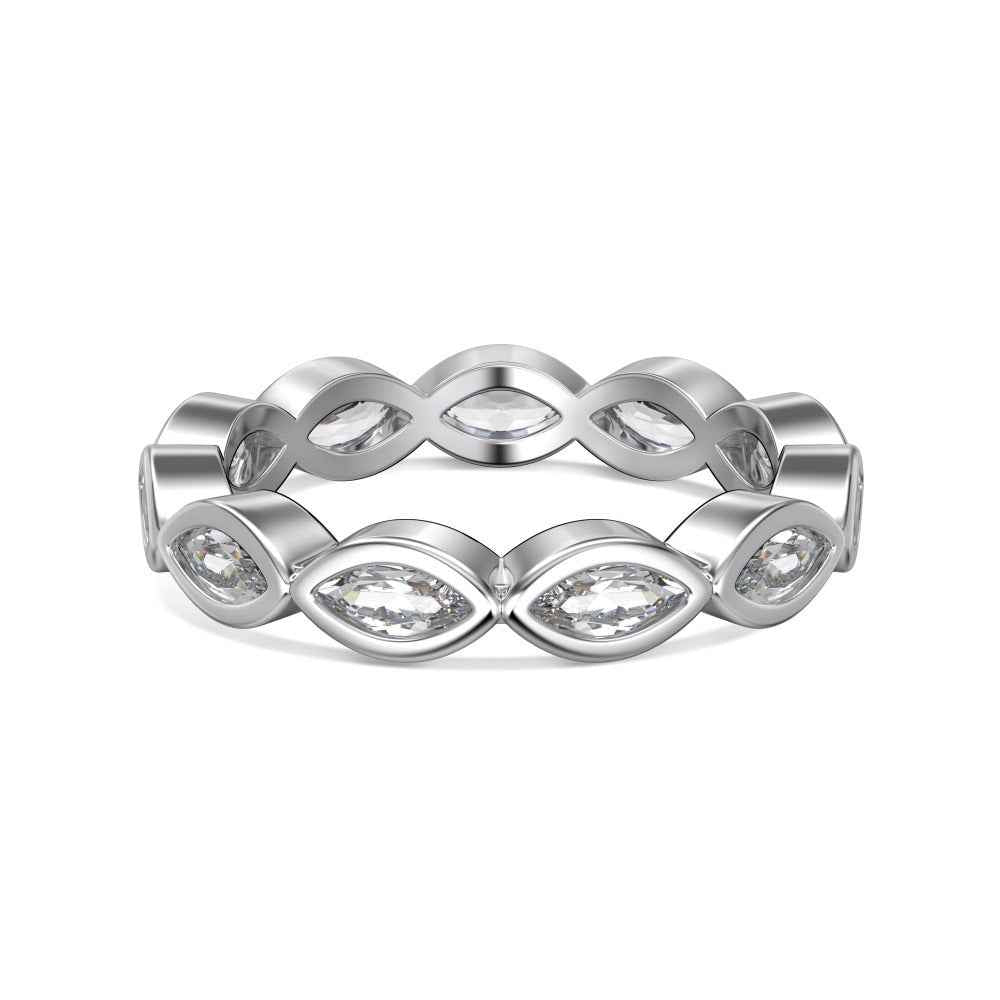 925 Sterling Silver Infinity Marquise Full-Eternity Zircon Ring 18K Gold Plated