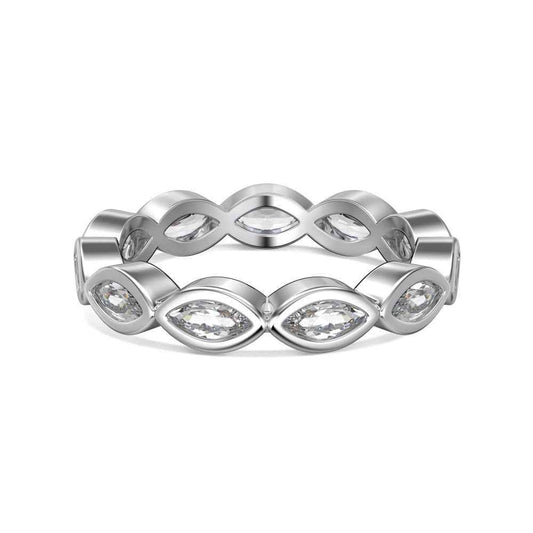 925 Sterling Silver Infinity Marquise Full-Eternity Zircon Ring 18K Gold Plated