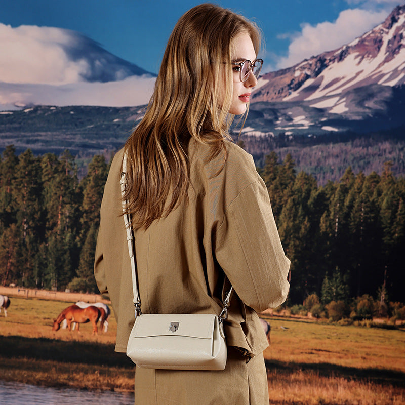 Women's Pebbled Cowhide Pillow Bag with Twist-Lock