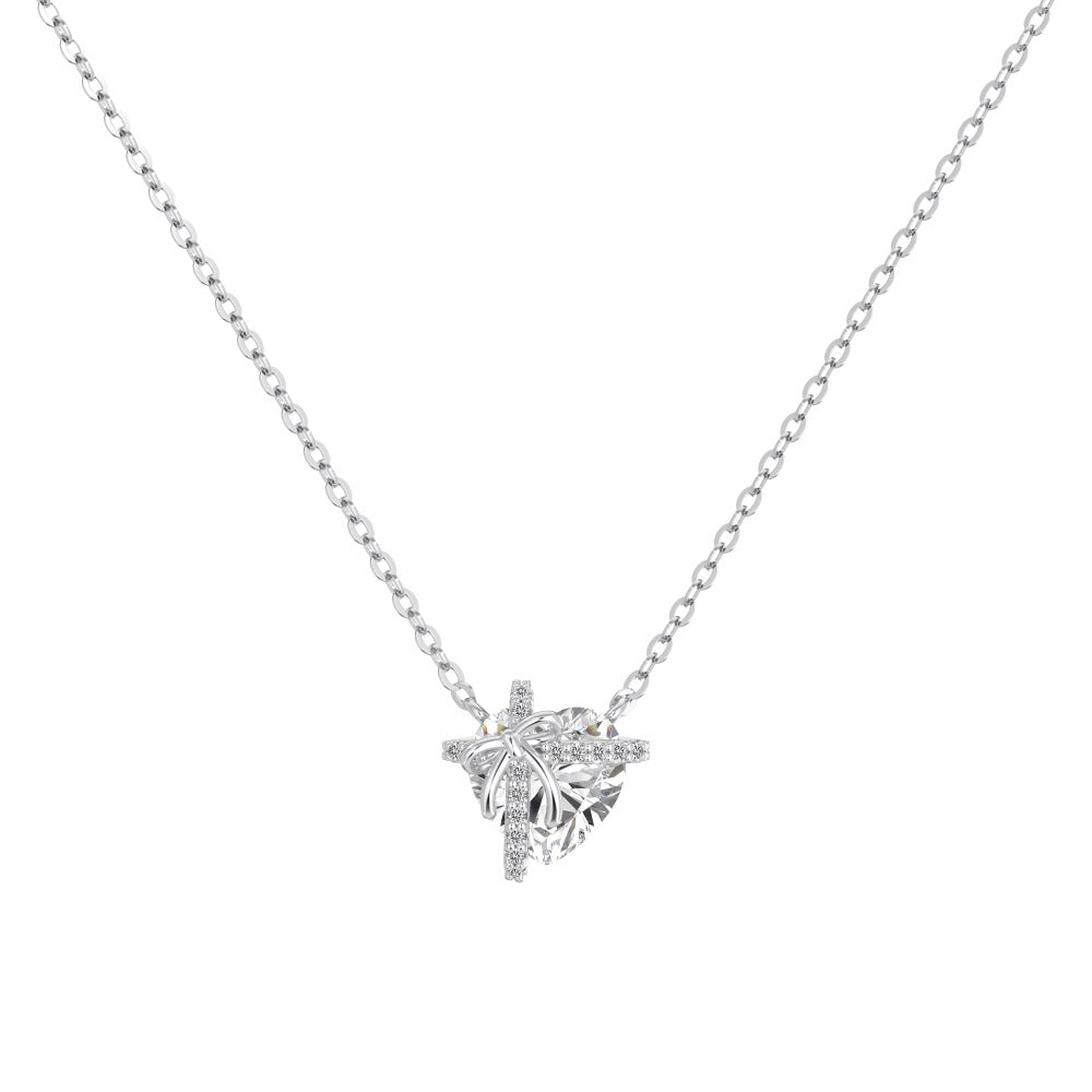 925 Sterling Silver Heart Cubic Zirconia Necklace & Ring Set – Heartbound Promise