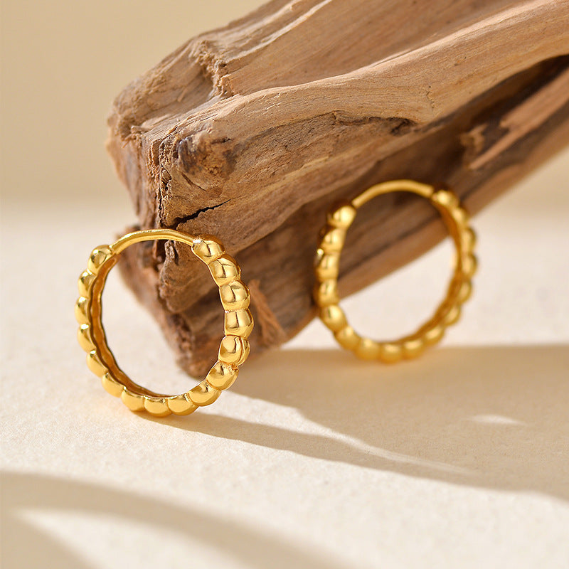 “Fortune Orbit” S925 Sterling Silver Bead Hoop Earrings