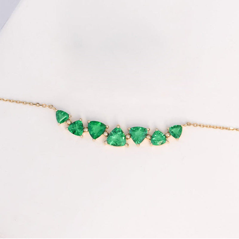 “Prism Pop” S925 Sterling Silver Multicolor Zircon Triangle Necklace