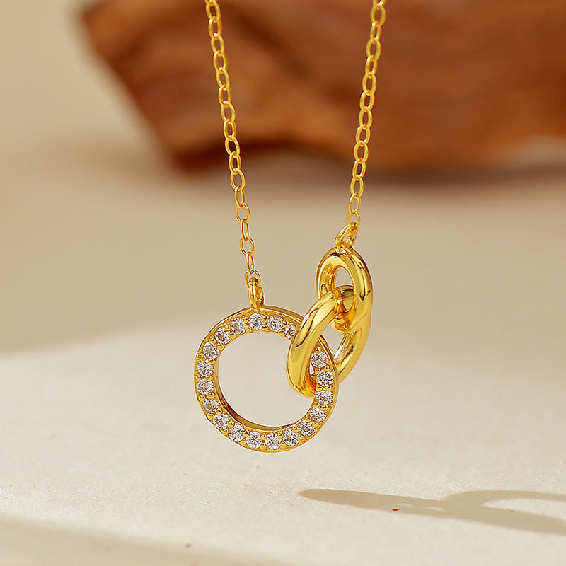 “Trinity Loop” S925 Sterling Silver Interlocking Circle Necklace