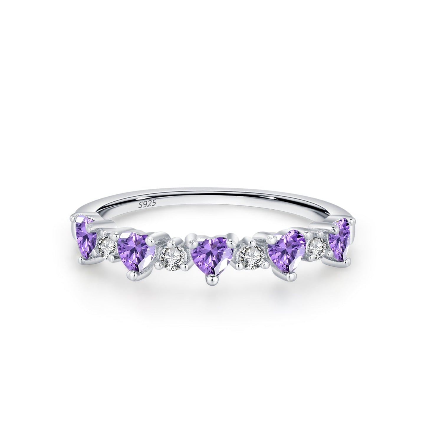 Rainbow Crush Rainbow Heart Zircon Ring in 925 Sterling Silver