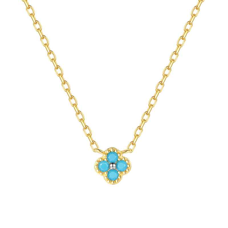 925 Sterling Silver Mini Turquoise Clover Necklace & Bracelet Set – Tiny Clover Luck